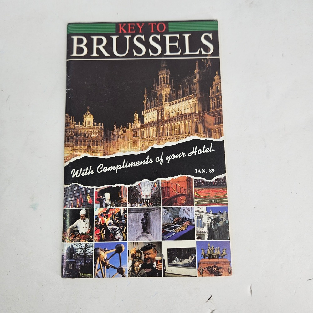 Key To Brussels January 1989 Vintage Tourist Guide Booklet Belgium Nightlife Ads
